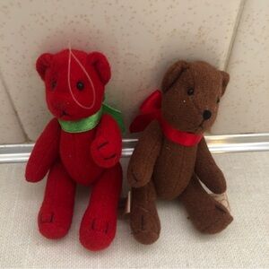 Vintage Dept 56 Teddy Bear‎ Christmas Ornaments Set (2) Moveable Arms Legs